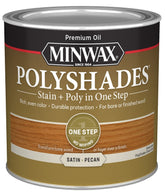 Minwax PolyShades 213204444 Wood Stain and Polyurethane, Satin, Pecan, Liquid, 0.5 pt, Can